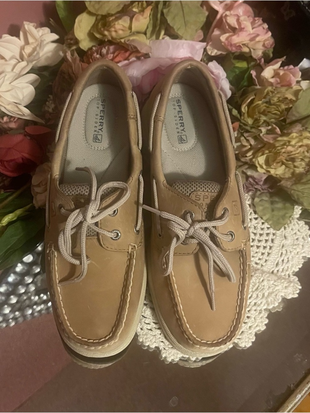 Sperry Classic Tan Leather Boat Shoes with Rawhide Laces